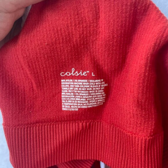 Red and White Colsie Ribbed Knit Sports Bra Racerback Bralette Size S Workout - Picture 3 of 5